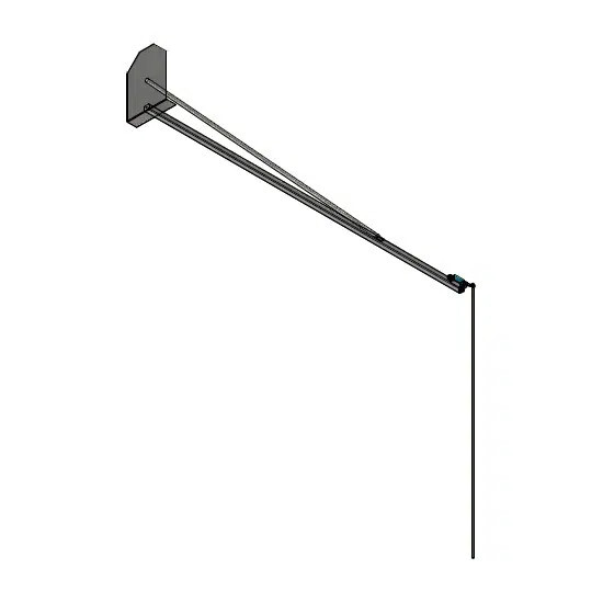 un long bras est placé à côté de la porte avec un interrupteur à l’extrémité avec un câble qui pend vers le bas. La commande d’ouverture est générée en tirant sur le câble.