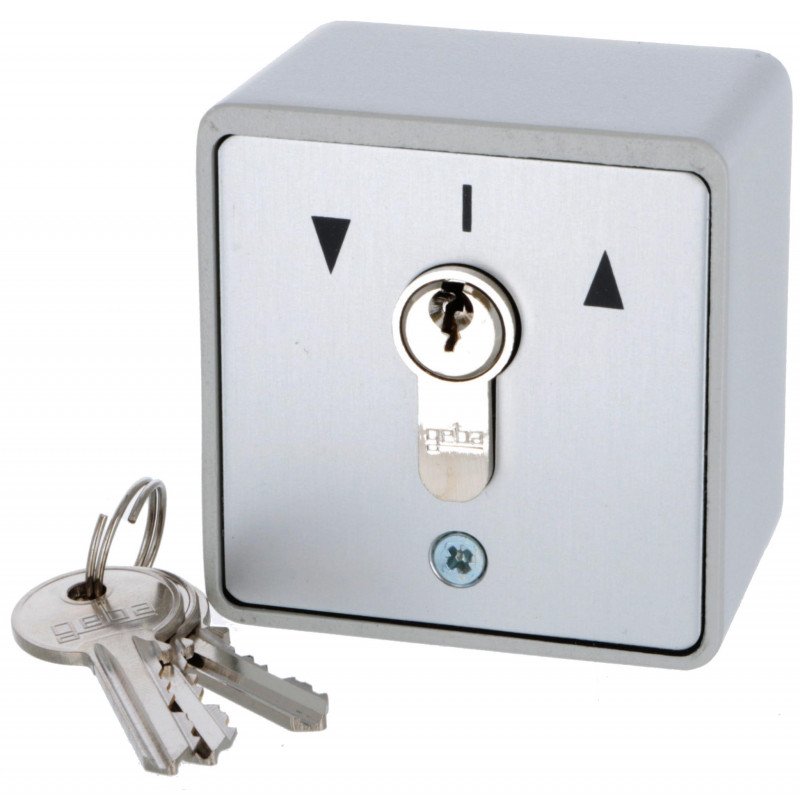 Boîtier à clé : Interrupteurs à clé apparents contact normalement ouvert à 1 ou 2 impulsions • Verrouillage mécanique du couvercle • Livré sans 1/2 cylindre profil européen