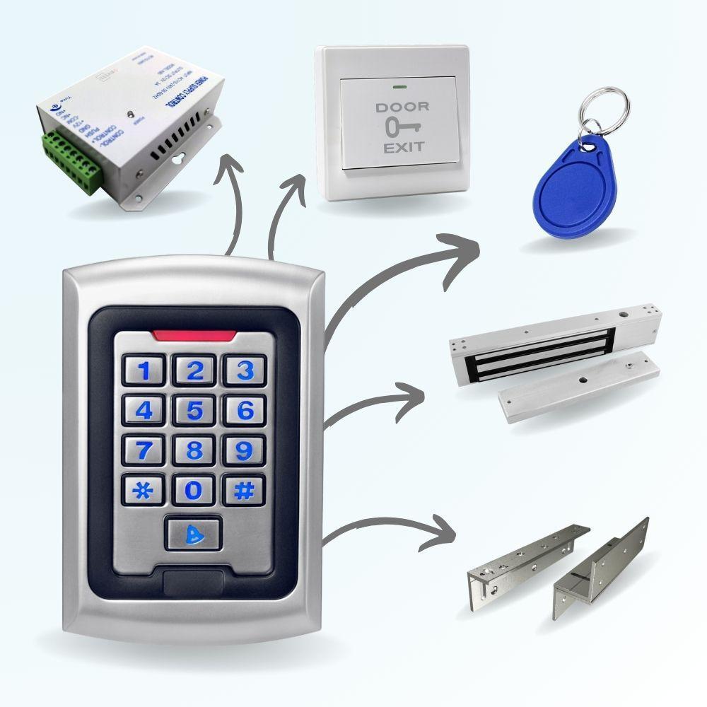 e kit complet permet de contrôler l'accès à un local pour une utilisation en extérieur grâce à son clavier IP65. Inclus un clavier avec lecteur de badge intégré, 2 badges, une alimentation 12v, une ventouse 180 Kg et son équerre de fixation.