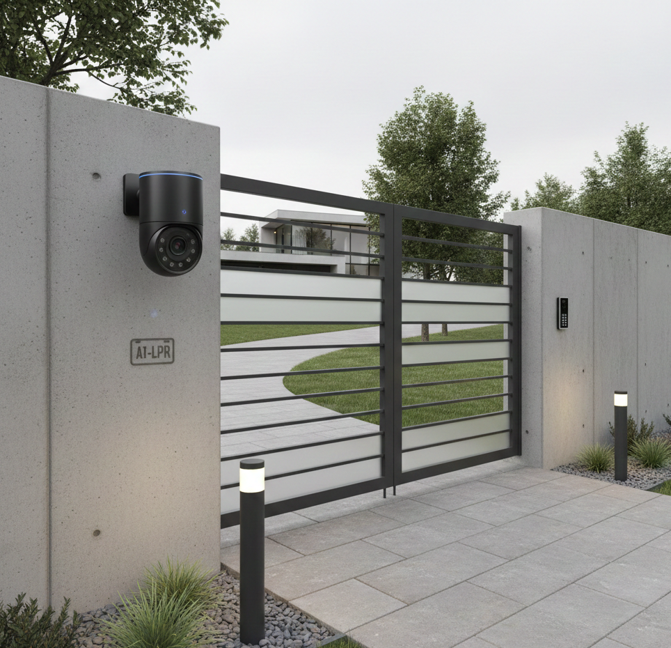 Portail électrique équipé de caméra intelligente